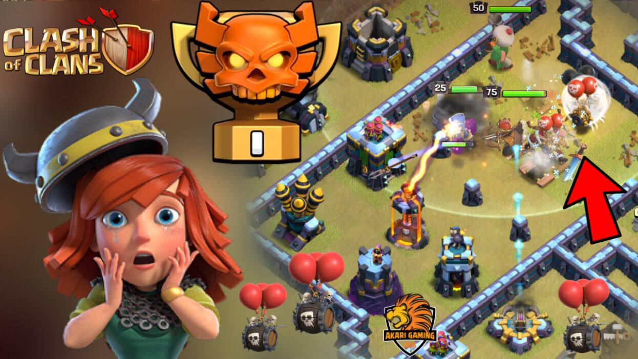 BẪY BOM BAY CỰC CHẤT BASE TH13 ĐÁNH 4 LƯỢT KHÔNG NÁT Clash of clans 