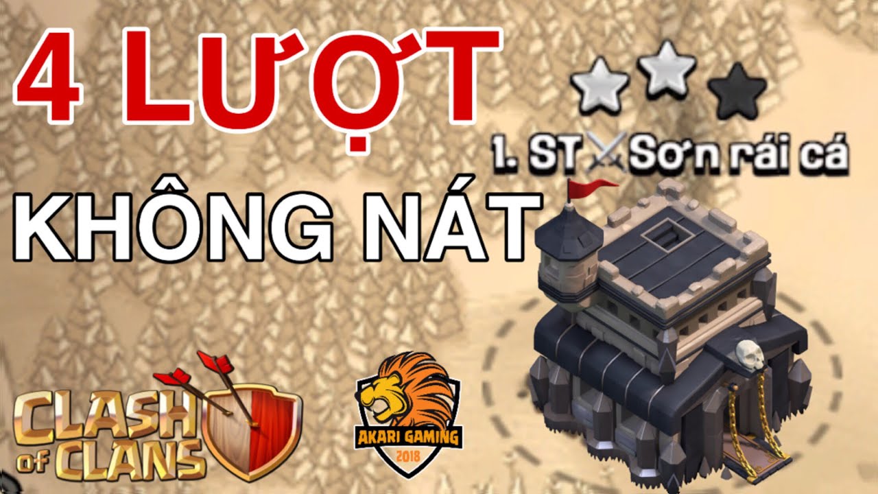 BASE TH9 THỦ 4 LƯỢT KHÔNG NÁT TRONG 1 TRẬN WAR FULL SAO 5 vs 5 Clash of clans 