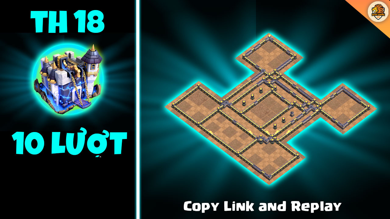 Base TH18 Thủ 10 Lượt War Dùng Tổ Bom Clash of clans