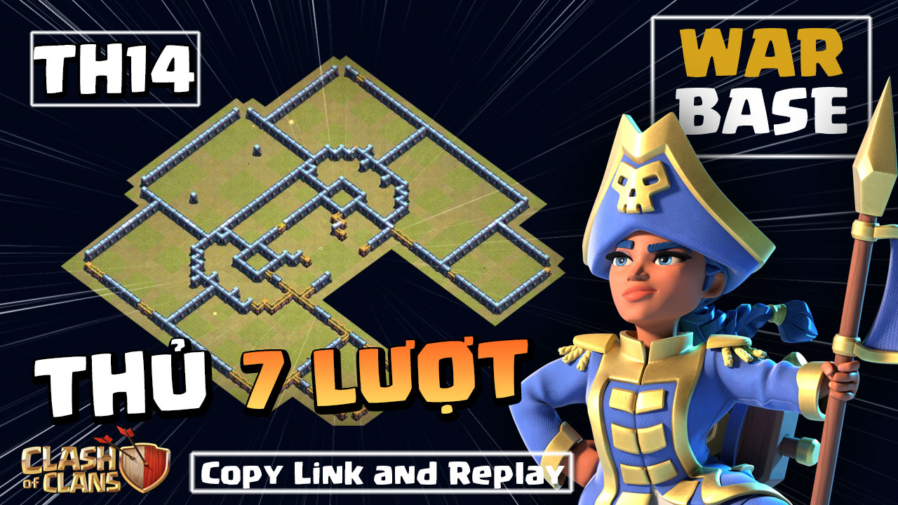 Base Th14 CÙI BẮP Thủ 7 Lượt War Không Nát - Clash of clans 