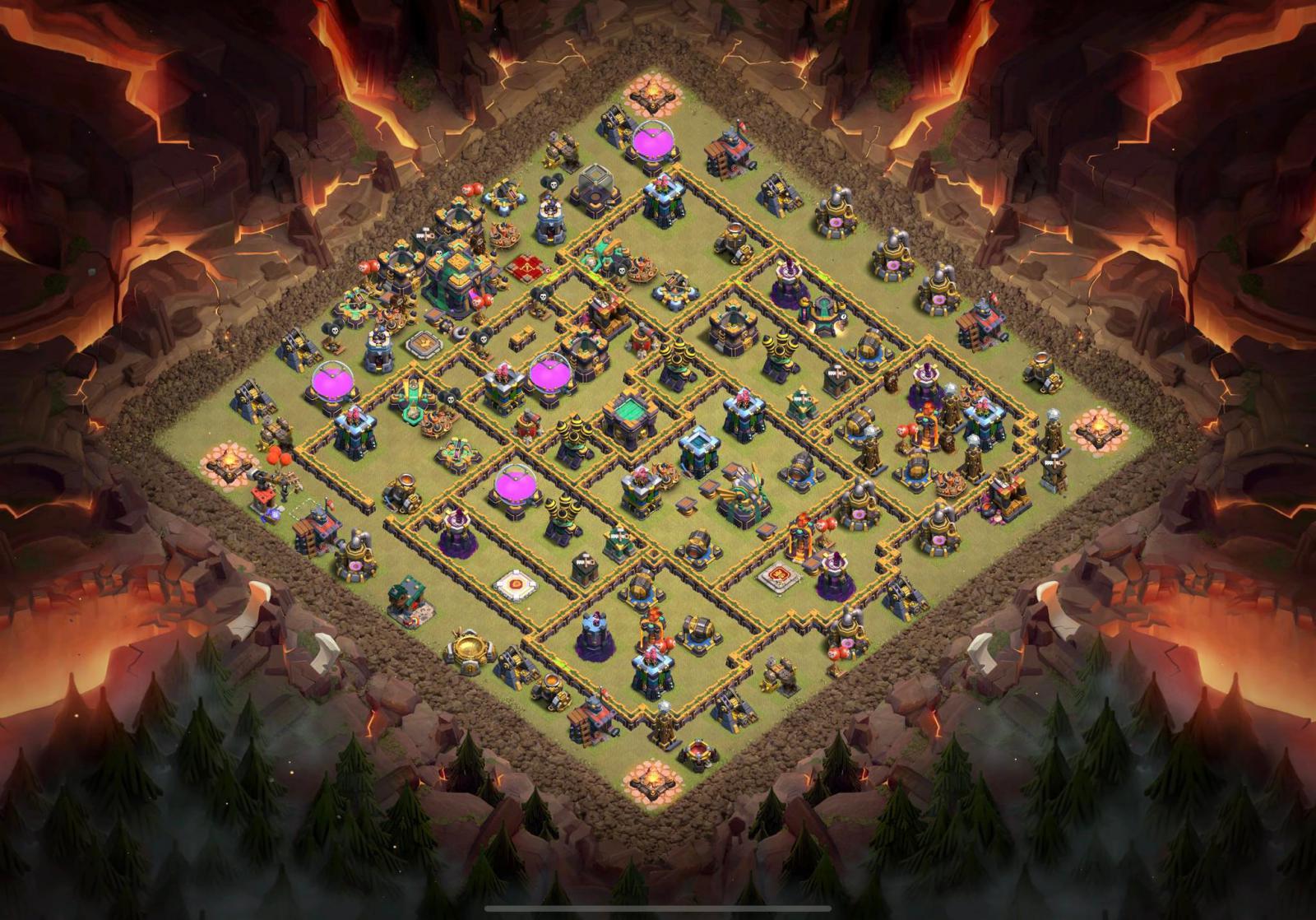 Base Th14 Cùi Bắp Thủ 6 Lượt Không Nát Trong 1 war 50 vs 50 Clash of clans 