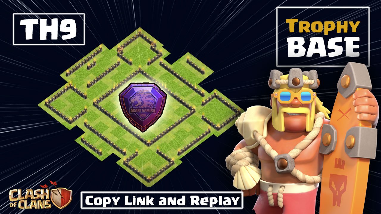 NEW BASE TH9 Thủ TH8 KHÔNG Nổi 1 SAO Bay Cúp Huyền Thoại Clash of clans 