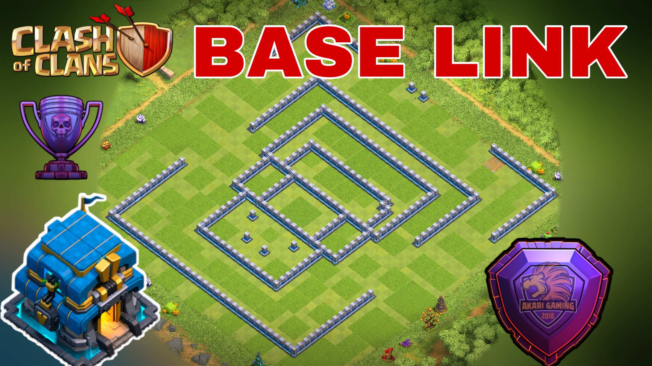 Mẫu BASE TH12 chống 2 sao BAY CÚP HUYỀN THOẠI Clash of clans