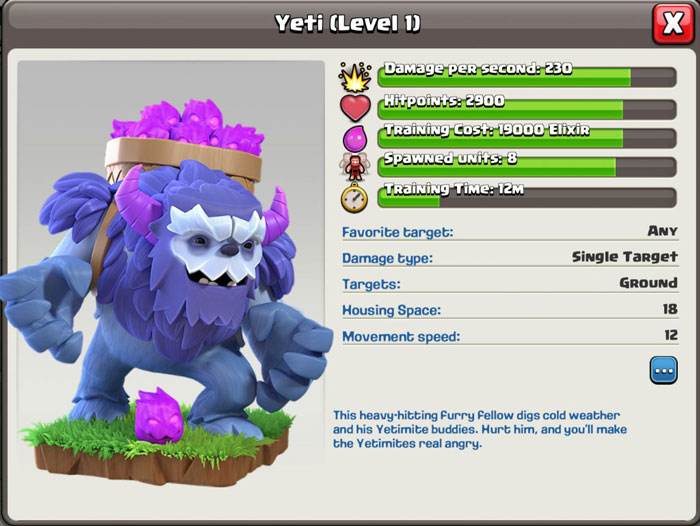 Yeti người tuyết Clash of CLans