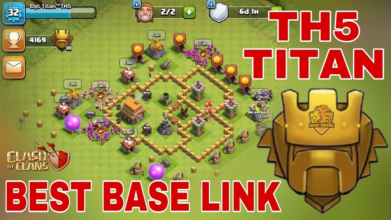 MẪU BASE Game Thủ Việt Nam TH5 Đầu Tiên LEO RANK TITAN Clash of clans