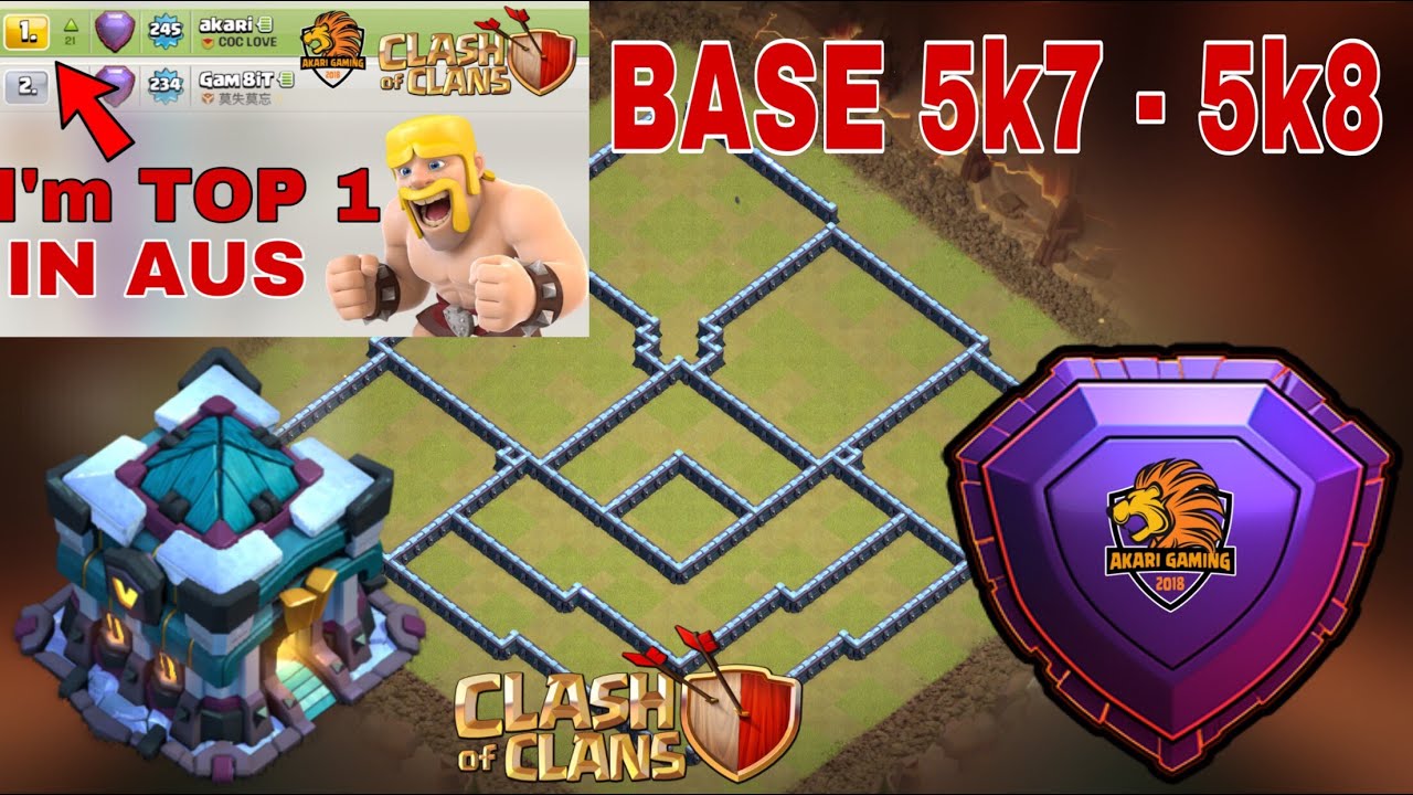 BASE TH13 BAY CÚP TOP 1 ÚC 5k7 - 5k8 CÚP TUẦN CUỐI Clash of clans